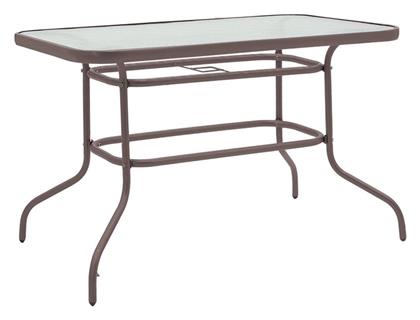 Τραπέζι Εξωτερικού Χώρου Μεταλλικό με Γυάλινη Επιφάνεια Valor 110x60x70εκ. Pakketo