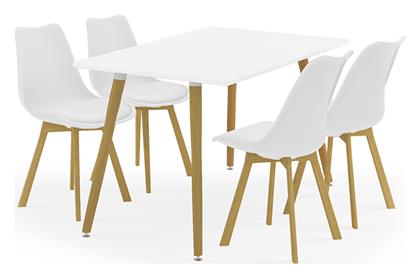 Τραπέζι Κουζίνας Bueno με 4 Καρέκλες 120x80εκ. Λευκό - Pakketo