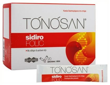 UNI-PHARMA Tonosan Sidiro Folic Πολυβιταμίνη 20 x 1 φακελίσκοι - Uni Pharma