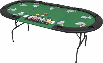 vidaXL Τραπέζι Poker Μεταλλικό Πράσινο 206x106εκ. 9 Ατόμων Οβάλ
