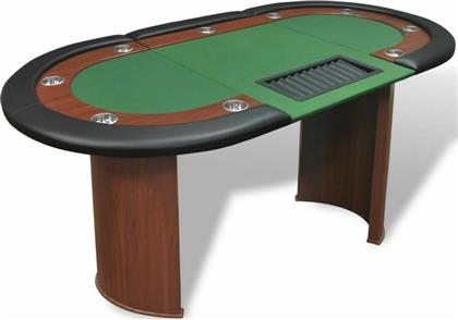 vidaXL Τραπέζι Poker Ξύλινο Πράσινο 208x107εκ. 10 Ατόμων με Θέση Dealer & Θήκη για Μάρκες