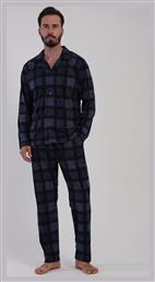 Χειμερινή Καρό Ανδρική Μπλούζα Πιτζάμας Μπλε Μαρίν Vienetta Secret