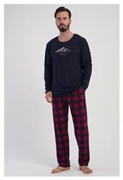 Plus Size Χειμερινή Καρό Ανδρική Πιτζάμα Μπλε Μαρίν Vienetta Secret