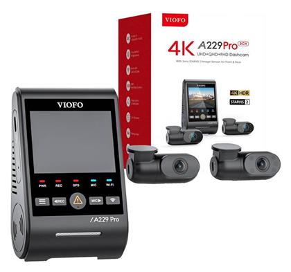 A229 Pro 3CH Σετ Κάμερα DVR Αυτοκινήτου 4K WiFi, GPS & Κάμερα Οπισθοπορείας Viofo