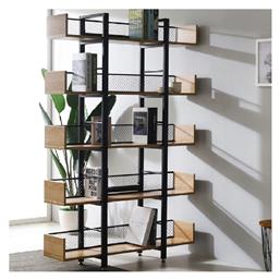 Βιβλιοθήκες Musha 2τμχ 120x22x185εκ. Μαύρο Με Oak - Pakketo