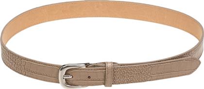 Ζώνη κροκό με ασημί αγκράφα - Μπεζ - Issue Fashion
