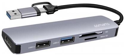USB 2.0 Hub 3 Θυρών με σύνδεση USB-A / USB-C Γκρι 4Smarts