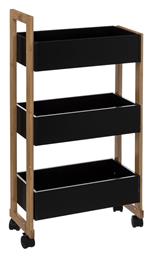 Τρόλεϊ Κουζίνας Ξύλινο Μαύρο 3 Θέσεων 41x20x80cm 5Five