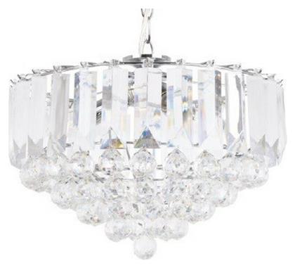 Πολυέλαιος 3xE14 Ø38.5cm με Κρύσταλλα Διάφανος SF175323PC Aca