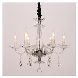 Πολυέλαιος 6xE14 Ø53cm με Κεράκια Διάφανος BLK80386PCC Aca