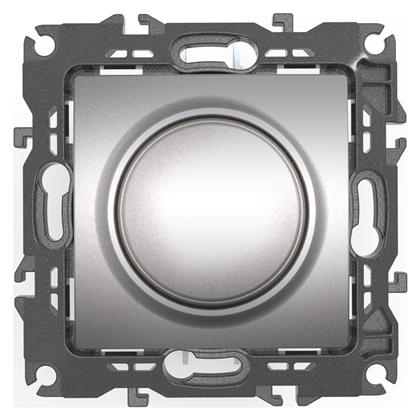 Prime Χωνευτός Διακόπτης Dimmer χωρίς Πλαίσιο Απλός Περιστροφικός 800W σε Ασημί Χρώμα Aca