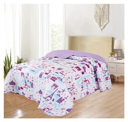 Παιδικό Κουβερλί Μονό Πόλεις Μωβ 160x220εκ. Adam Home
