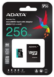 Premier Pro microSDXC 256GB Class 10 U3 V30 A2 UHS-I με αντάπτορα Adata