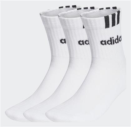 adidas 3-Stripes Linear Half-Crew Cushioned Running Κάλτσες - Adidas