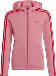 Adidas Αθλητική Παιδική Ζακέτα Φούτερ με Κουκούλα Ροζ Essentials 3-Stripes