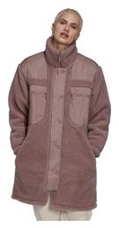 Elongated Polar Fleece Sherpa Γυναικείο Ροζ Παλτό με Κουμπιά Adidas