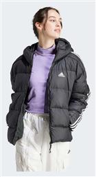 adidas Essentials 3-Stripes Mid Down Μπουφάν Puffer Μαύρο - Adidas