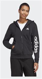 Essentials Linear Γυναικεία Ζακέτα Φούτερ με Κουκούλα Μαύρη Adidas