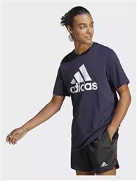 Essentials Single Ανδρικό T-shirt Μπλε με Στάμπα Adidas