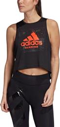 Adidas Fast Graphic Αμάνικο Αθλητικό Crop Top Μαύρο από το Cosmossport