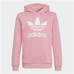 Adidas Fleece Παιδικό Φούτερ με Κουκούλα και Τσέπες Ροζ Trefoil