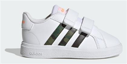 Παιδικά Sneakers Grand Court με Σκρατς Cloud White / Screaming Orange Adidas