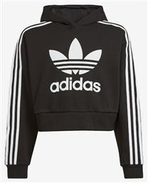 adidas Παιδικό Φούτερ Cropped με Κουκούλα Μαύρο Adicolor - Adidas