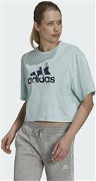 You Logo Κοντομάνικο Αθλητικό Crop Top Γαλάζιο Adidas από το Cosmossport