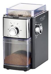 AD-4448 Ηλεκτρικός Μύλος Καφέ 300W με Χωρητικότητα 250gr και 12 Επίπεδα Άλεσης Ασημί Adler