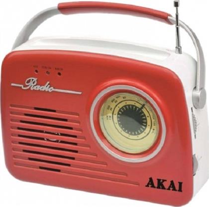 Akai APR-11 Retro Επιτραπέζιο Ραδιόφωνο Ρεύματος / Μπαταρίας με USB Κόκκινο από το Esmarket