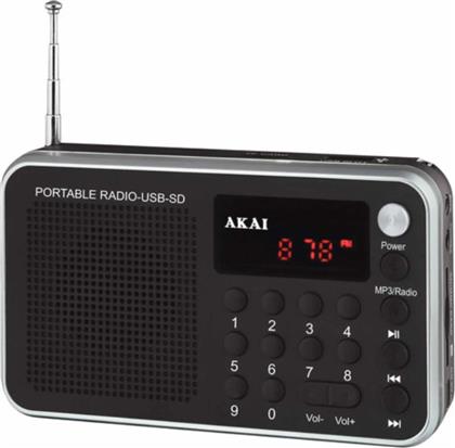 Akai DR002A-521 Φορητό Ραδιόφωνο Επαναφορτιζόμενο με USB Μαύρο από το e-shop