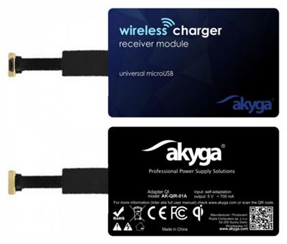 Micro USB Δέκτης Φόρτισης Qi σε Μαύρο χρώμα Akyga