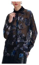 - The Non Usual Casual Μακρυμάνικο Γυναικείο Πουκάμισο Μαύρο Floral Ale