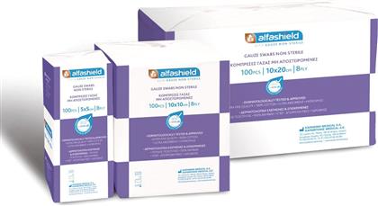 AlfaShield Μη Αποστειρωμένες Γάζες 12ply 10x20cm 100τμχ Alfashield
