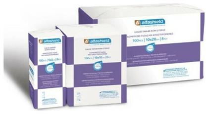 Μη Αποστειρωμένες Γάζες Υδρόφιλη 8ply 10x10cm 100τμχ Alfashield