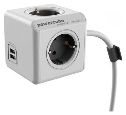 Extended PowerCube 4 Θέσεων με 2 USB-A και Καλώδιο 1.5m Γκρι Allocacoc