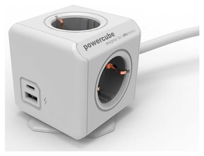 PowerCube 4 Θέσεων με 1 USB-A, 1 USB-C και Καλώδιο 1.5m Γκρι Allocacoc