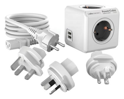 Rewirable PowerCube Ασφαλείας 4 Θέσεων με 2 USB-A και Καλώδιο 1m Γκρι Allocacoc