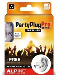 PartyPlug Pro Natural Ωτοασπίδες 2τμχ σε Διάφανο Χρώμα Alpine