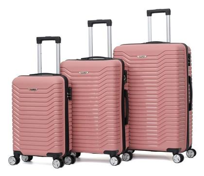 Βαλίτσες Σκληρές Ροζ Σετ 3τμχ Amber