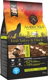Ambrosia Fresh Turkey & Duck Adult All Breeds 12kg Ξηρά Τροφή χωρίς Σιτηρά για Ενήλικους Σκύλους με Γαλοπούλα και Πάπια Turkey & Duck