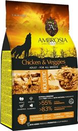 Chicken & Veggies Adult All Breeds 12kg Ξηρά Τροφή χωρίς Σιτηρά για Ενήλικους Σκύλους με Κοτόπουλο και Λαχανικά Ambrosia