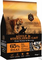 Ambrosia Grain Free Adult & Sterilized Cat Turkey & Herring 2kg από το Plus4u