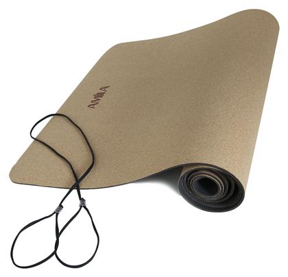 AMILA Στρώμα Γυμναστικής Yoga/Pilates Καφέ με Ιμάντα Μεταφοράς (173x61x0.4cm) - Amila