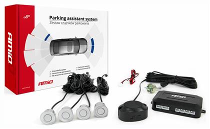 Σύστημα Παρκαρίσματος Αυτοκινήτου με Buzzer και 4 Αισθητήρες 22mm σε Ασημί Χρώμα AMiO
