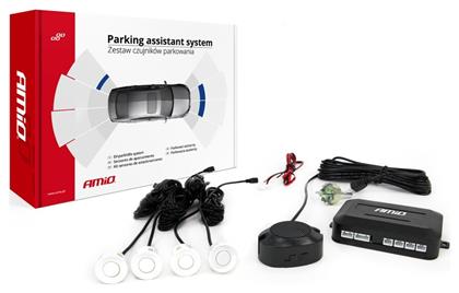 Σύστημα Παρκαρίσματος Αυτοκινήτου με Buzzer και 4 Αισθητήρες 22mm σε Λευκό Χρώμα AMiO