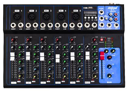 Andowl Q-7L Αναλογική Κονσόλα 7 Καναλιών με Phantom Power & 5 Εισόδους XLR & Bluetooth