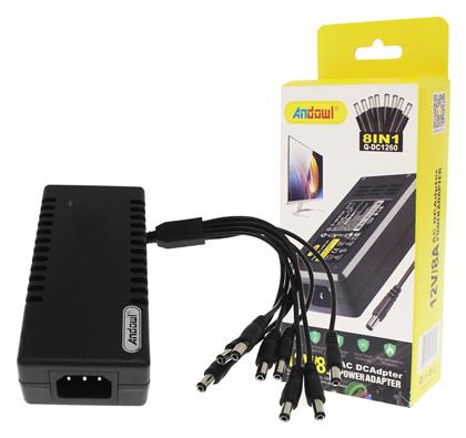 Q-DC1260 Universal Τροφοδοτικό 12V 8A με 8 βύσματα Andowl