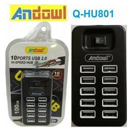Q-HU801 USB 2.0 Hub 10 Θυρών με σύνδεση USB-A Andowl
