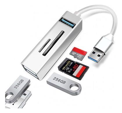 Q-hu803 USB 3.0 Hub 3 Θυρών με σύνδεση USB-A Ασημί Andowl